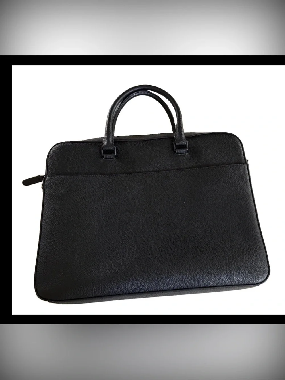 Michael Kors Black Pebbled Leather Briefcase with Silver Hardware